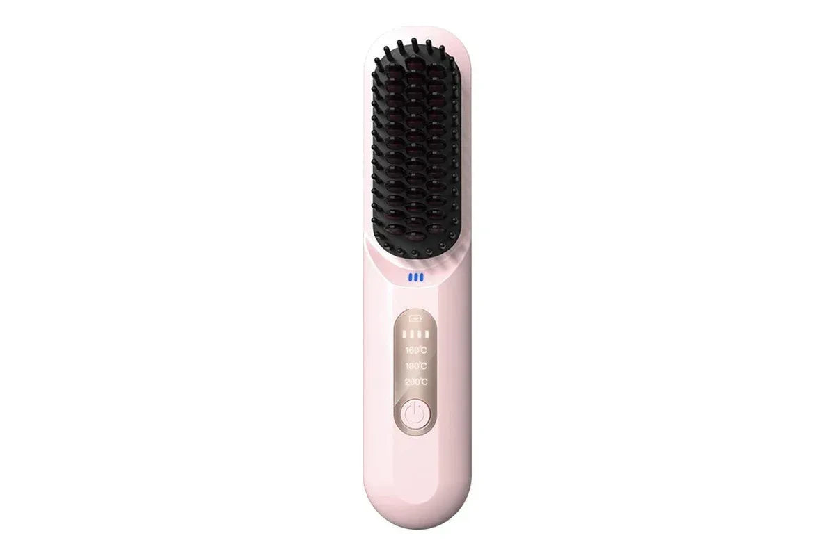 Hair straightening comb with adjustable temperature settings and anti frizz performance