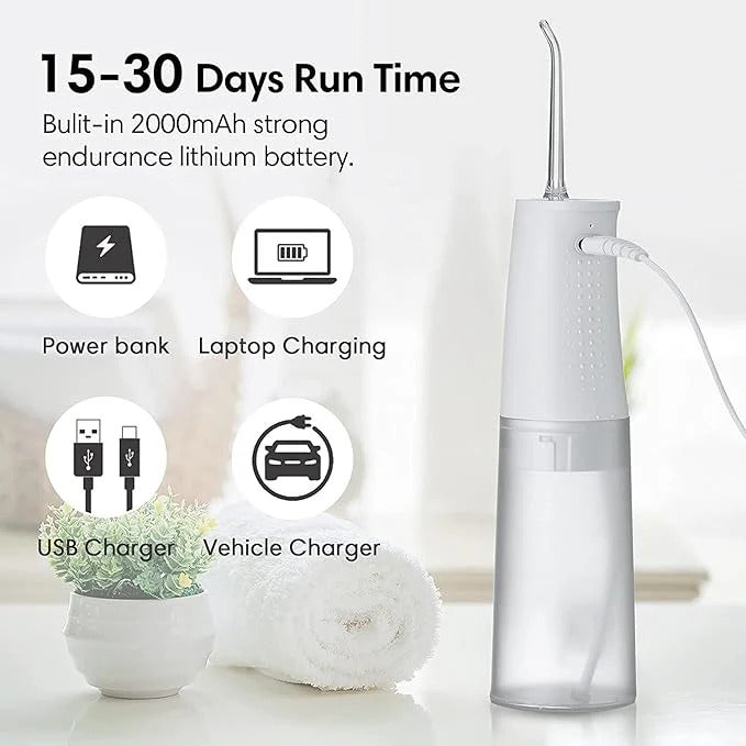 Flosmore Portable Water Flosser 300ML Oral Irrigator with 360° Nozzle