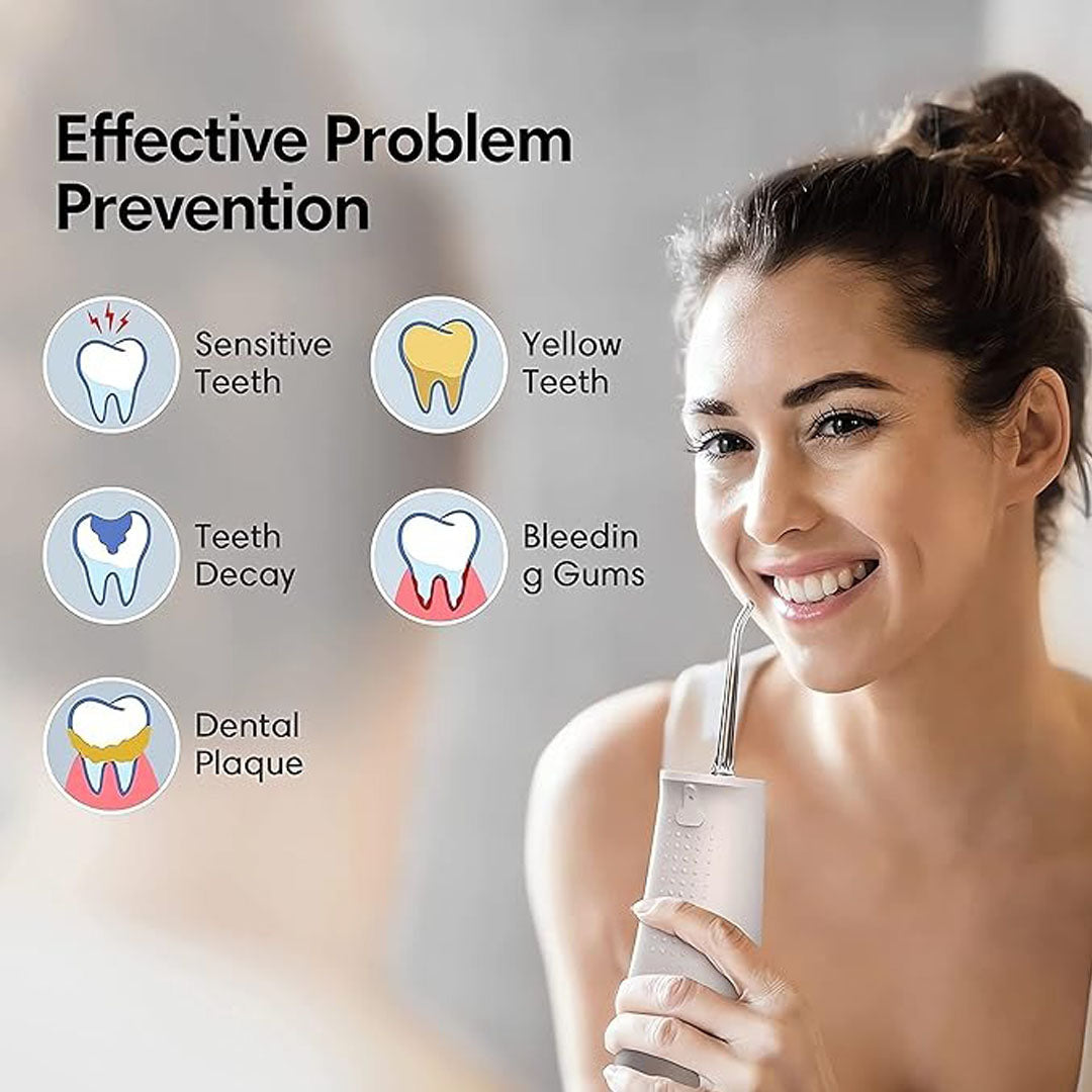 Flosmore Portable Water Flosser 300ML Oral Irrigator with 360° Nozzle