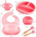 Complete baby mealtime set with silicone cutlery for easy self feeding practice