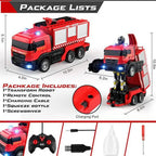 RC fire rescue truck with gesture control, lights, sound, and realistic water spray action