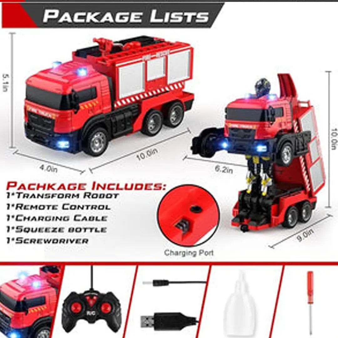 RC fire rescue truck with gesture control, lights, sound, and realistic water spray action