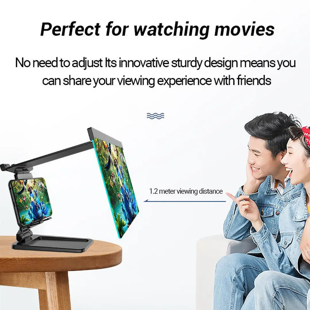 Portable mobile screen magnifier for hands free entertainment and clear display viewing