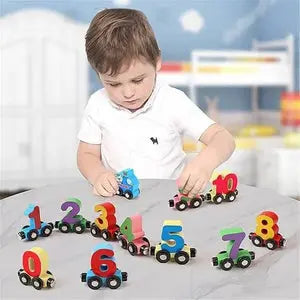 Digital mini wooden number train educational toy for kids counting and number learning